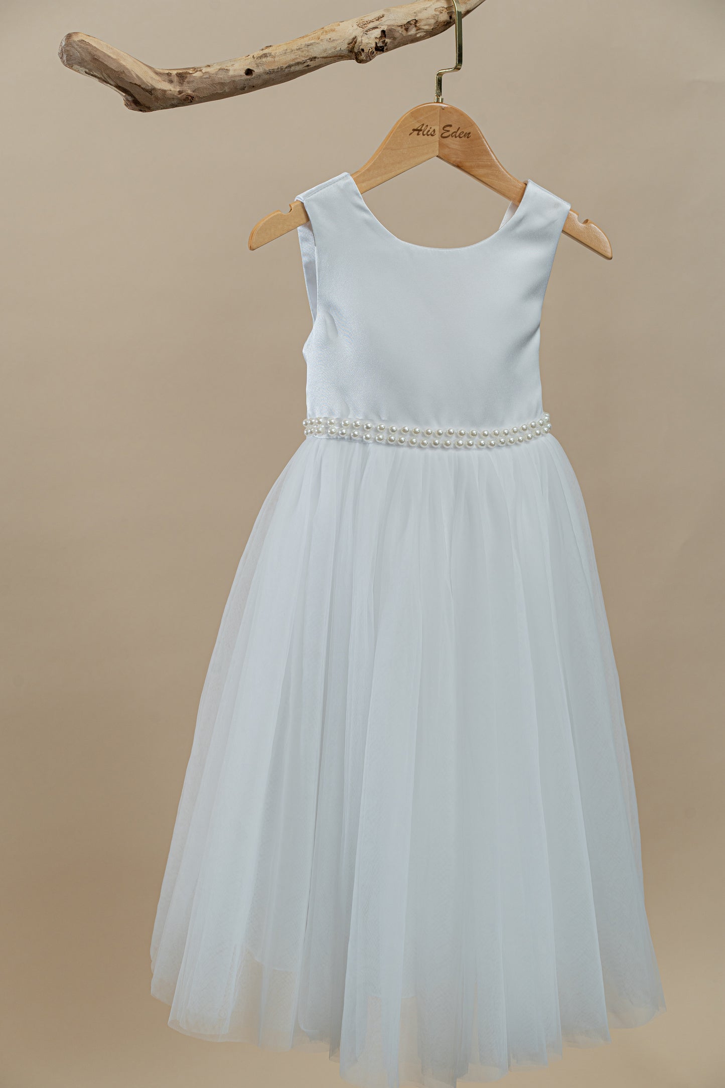 White Flower Girl Wedding Dress Birthday Party Gown Princess Performance Dress