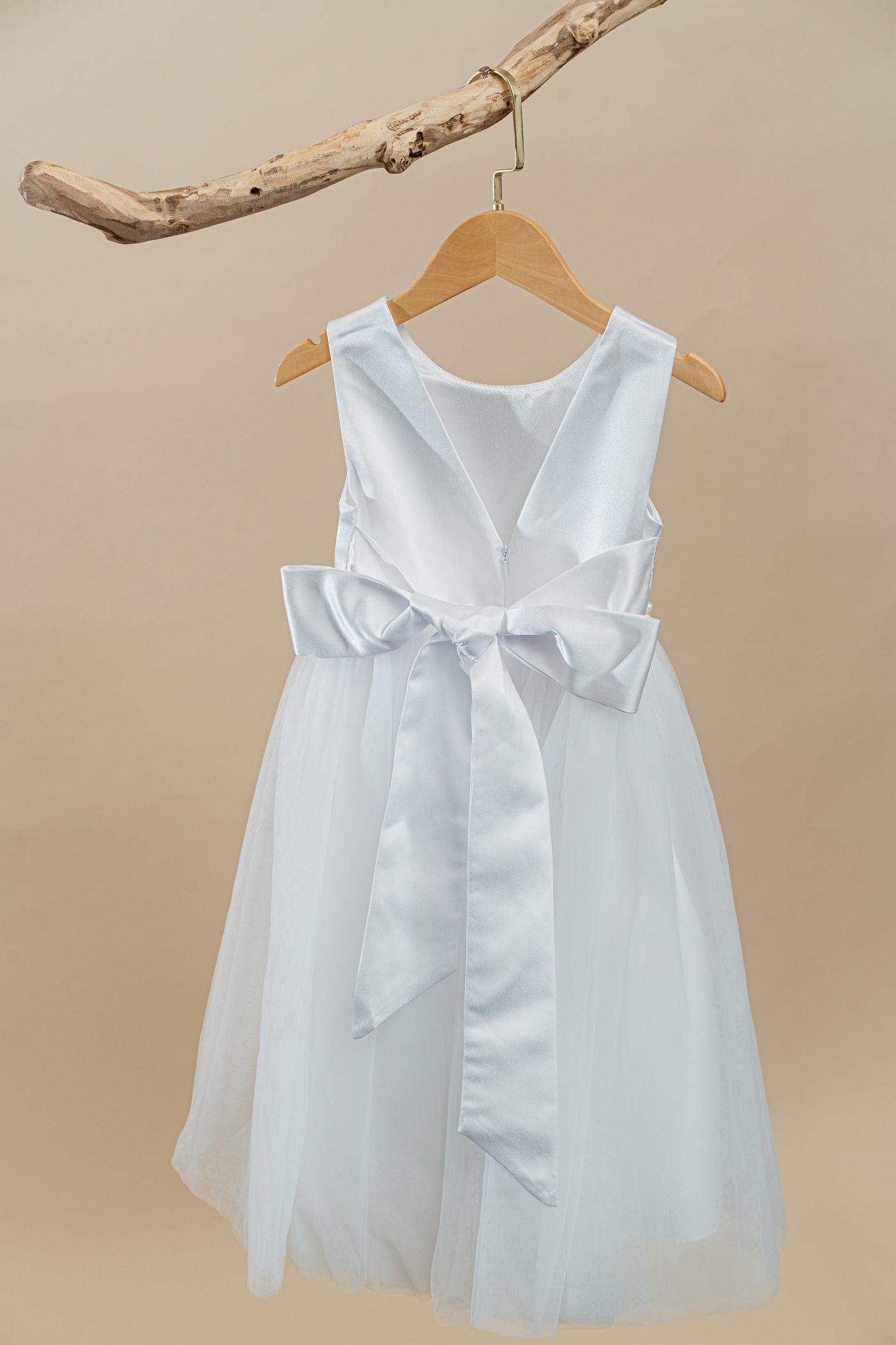 White Flower Girl Wedding Dress Birthday Party Gown Princess Performance Dress