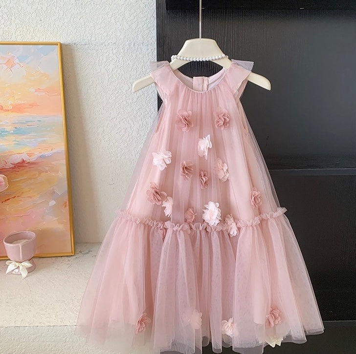 Blush Pink Flower Tulle Dress