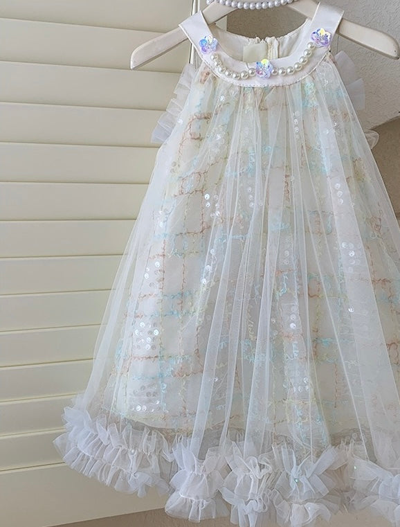 Ivory Sparkle Tulle Dress with Pearls