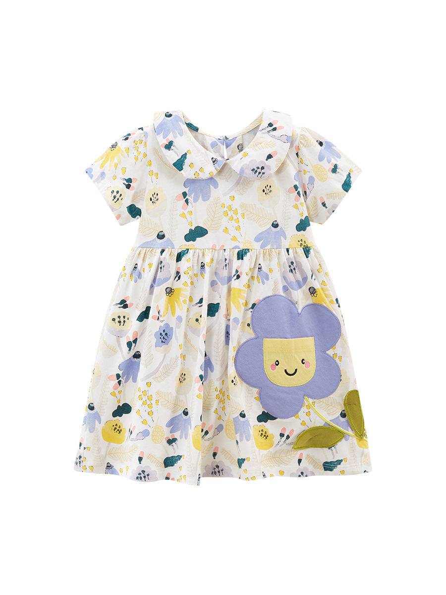 Floral Print Dress with Flower Pocket