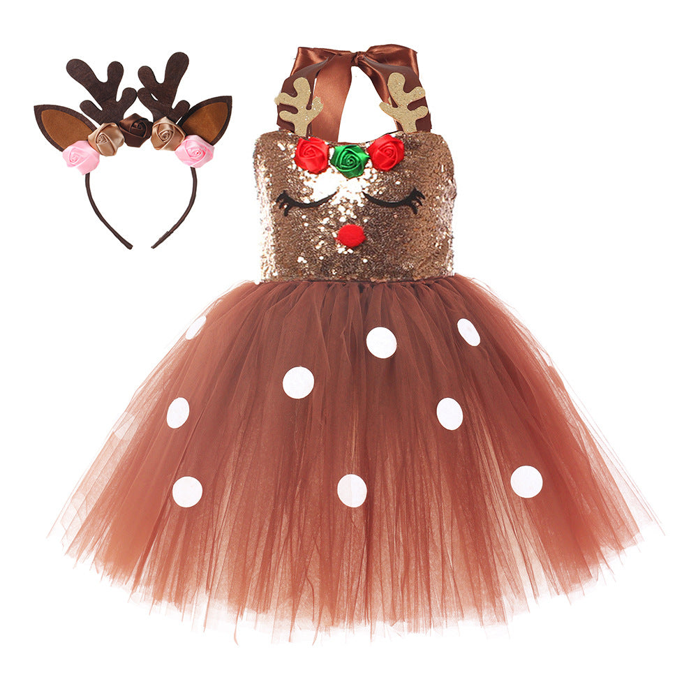 Reindeer Tutu Dress with Antler Headband