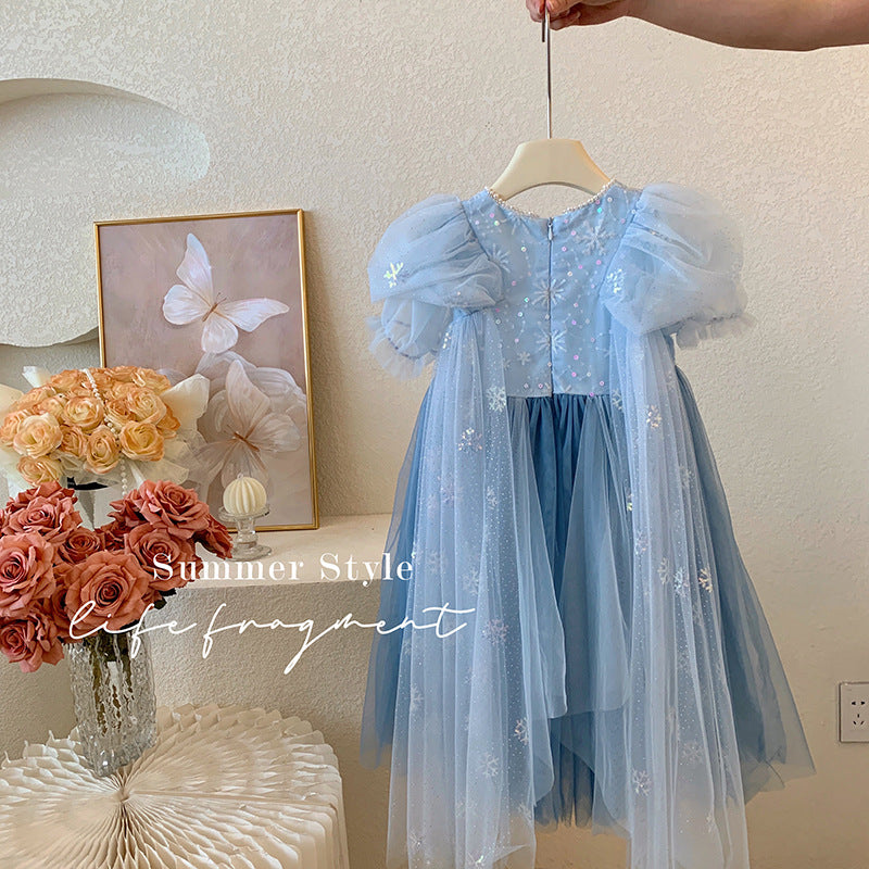 Celestial Bloom Blue Princess Tulle Dress