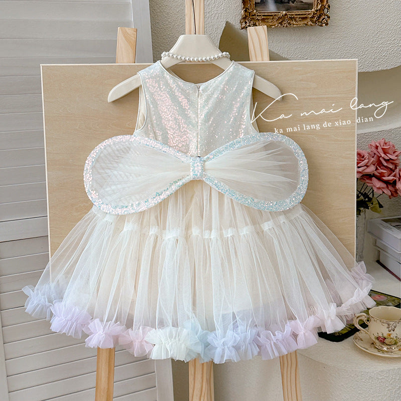 Rainbow Girl Pastel Dream Bow Dress