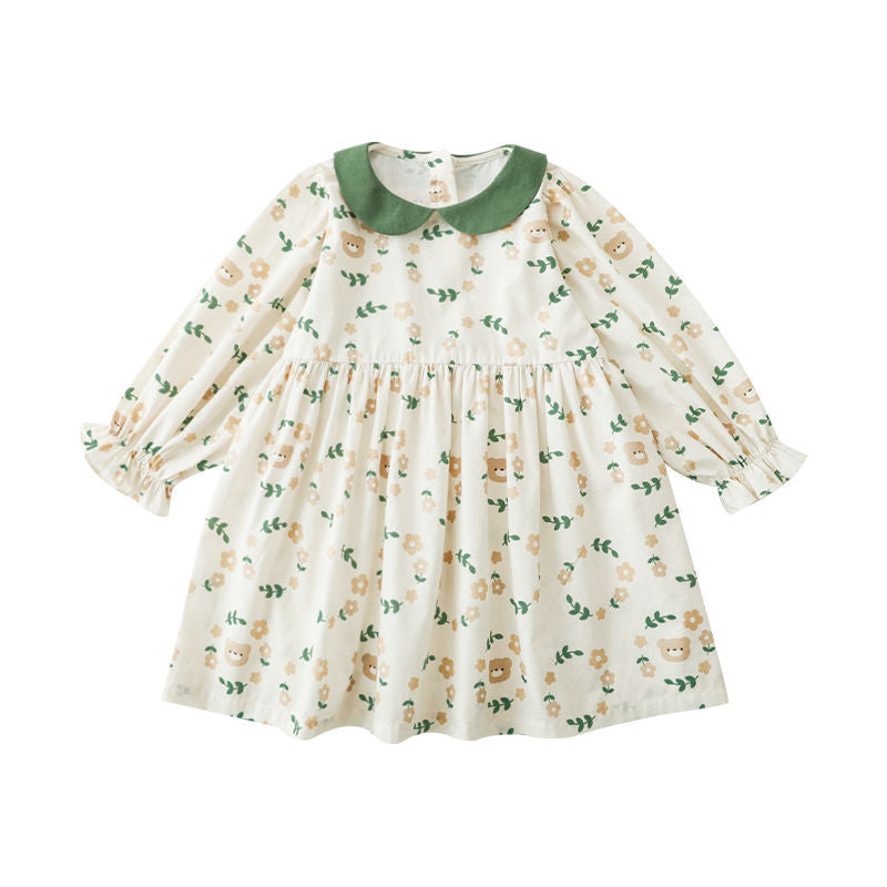 Green Collor Sweet Girl Bear Blossom Dress