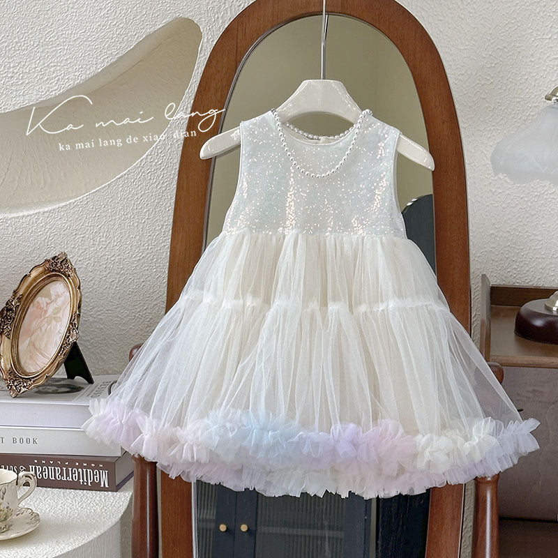 Rainbow Girl Pastel Dream Bow Dress