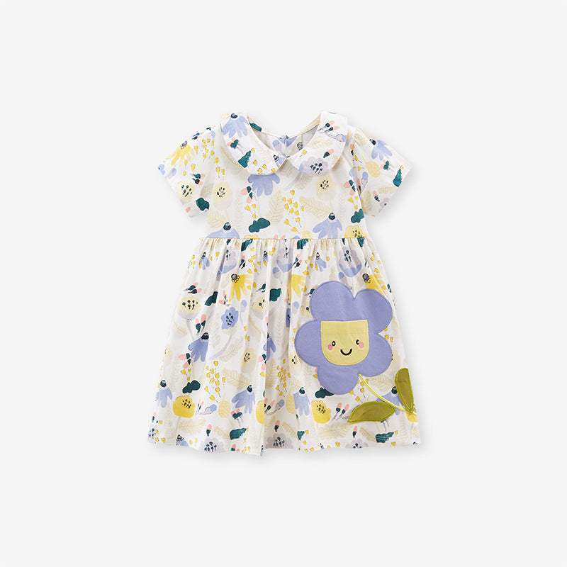 Floral Print Dress with Flower Pocket