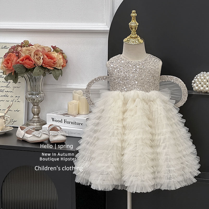 Silver Dream Bow Butterfly Wing Girl Dress