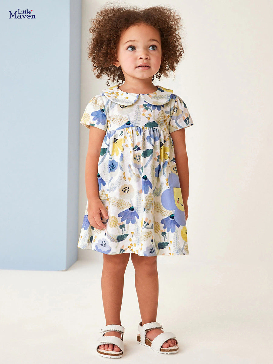 Floral Print Dress with Flower Pocket