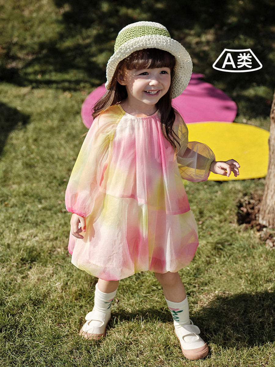 Watercolor Breeze Long Sleeve Girl Dress