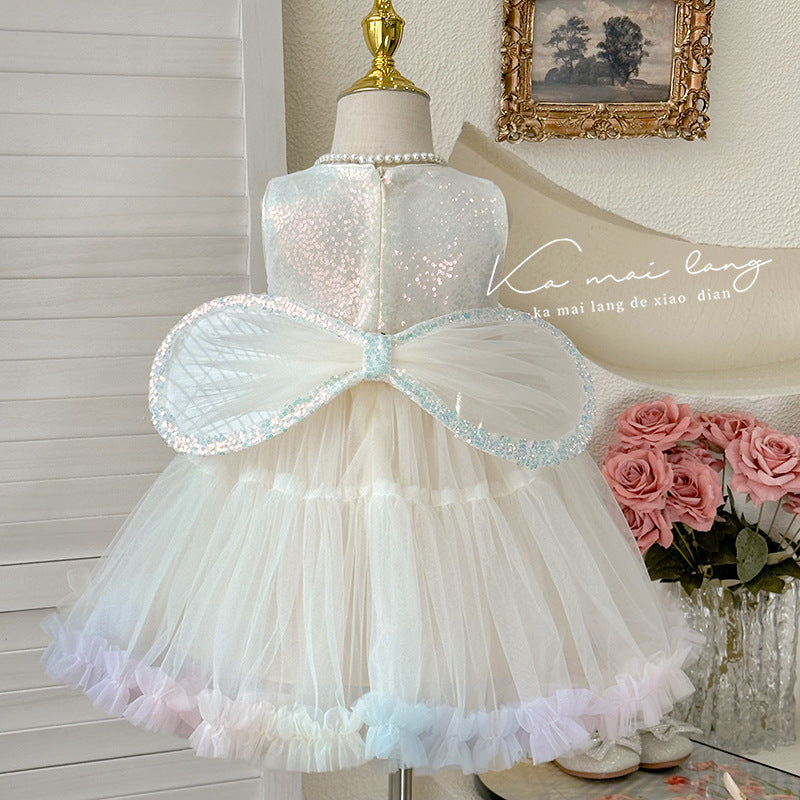 Rainbow Girl Pastel Dream Bow Dress