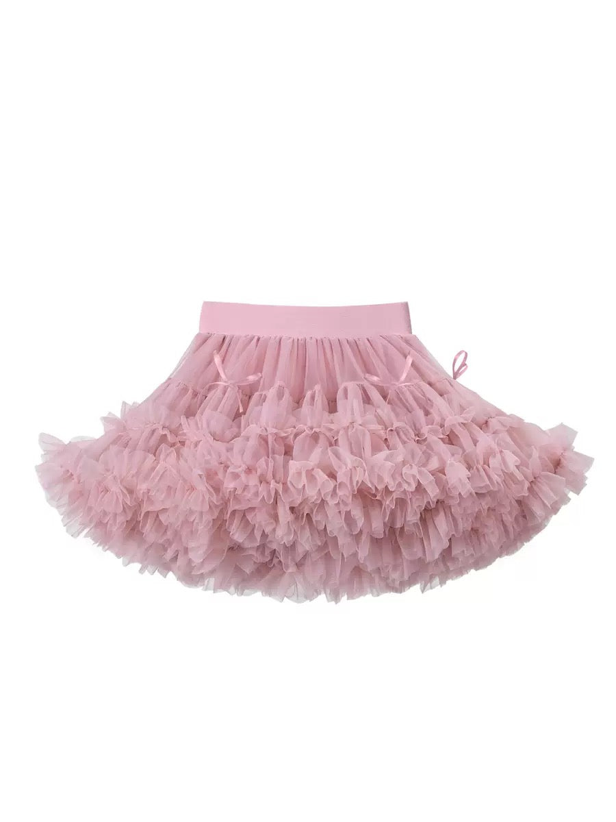 Girls Pastel Rainbow Tutu Skirt with Bows for Birthday or Dress Up