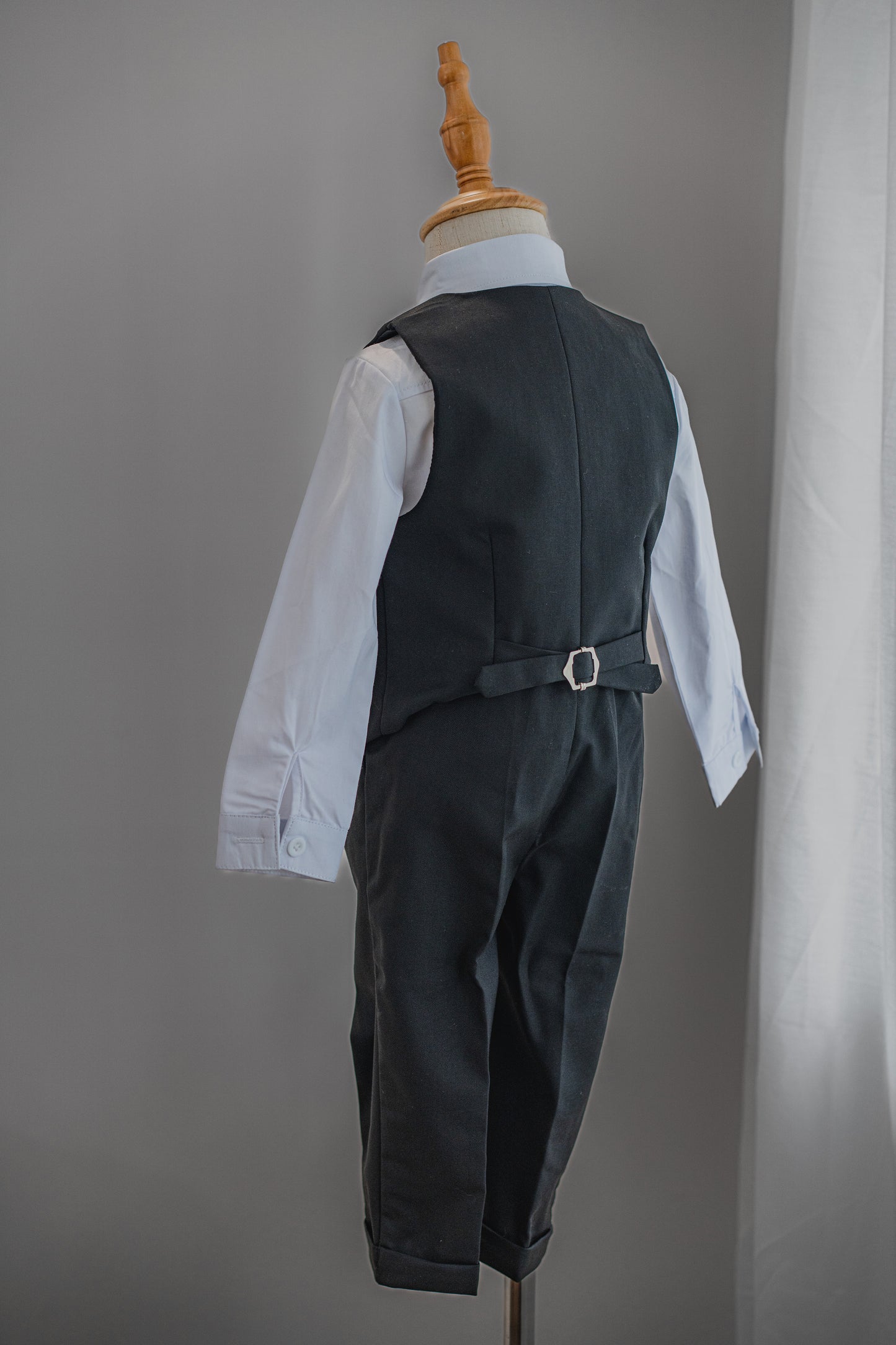 Kids Boys Shirt & Vest & Pants Clothing Set 3 Pieces Long Sleeve Black Formal Suit