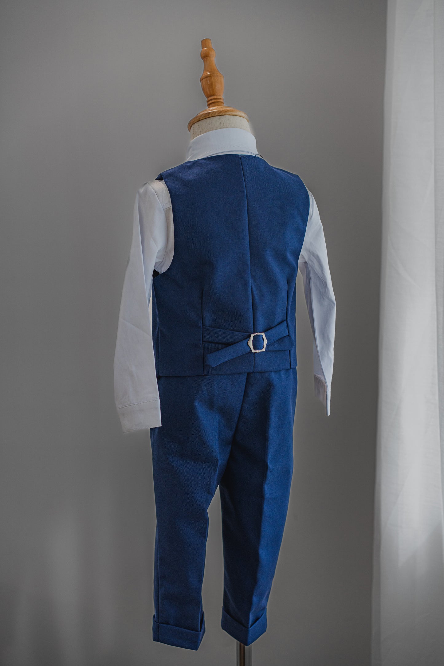 Kids Boys Shirt & Vest & Pants Clothing Set 3 Pieces Long Sleeve Navy Blue Formal Suit