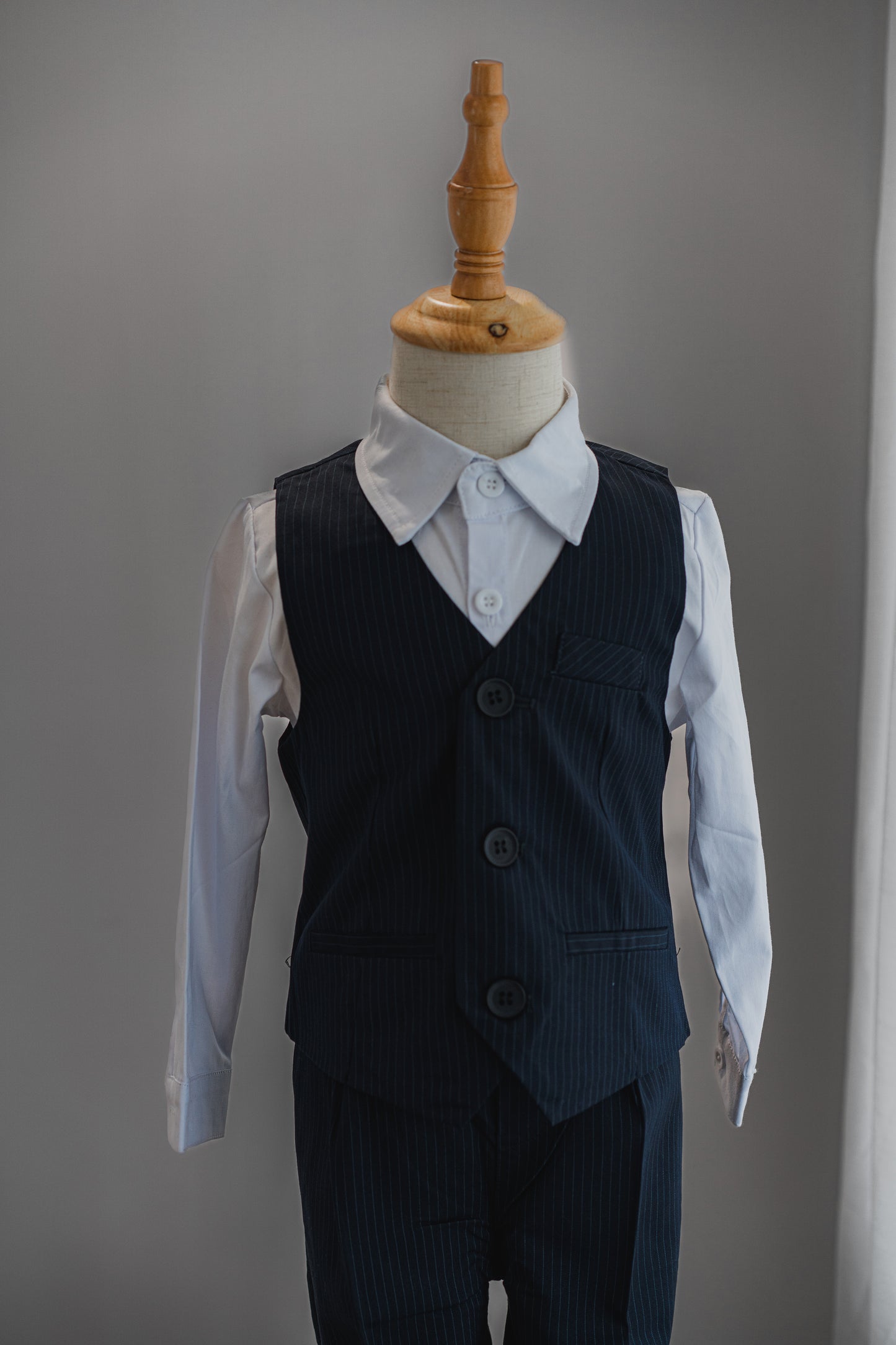 Kids Boys Formal Suit Wedding Wear 4 Pieces Set Striped