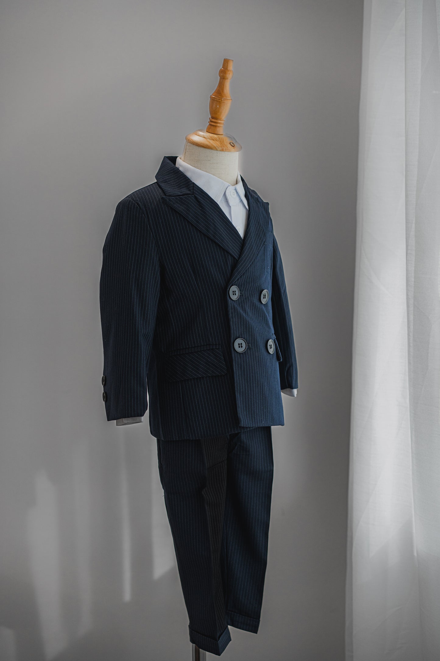 Kids Boys Formal Suit Wedding Wear 4 Pieces Set Striped