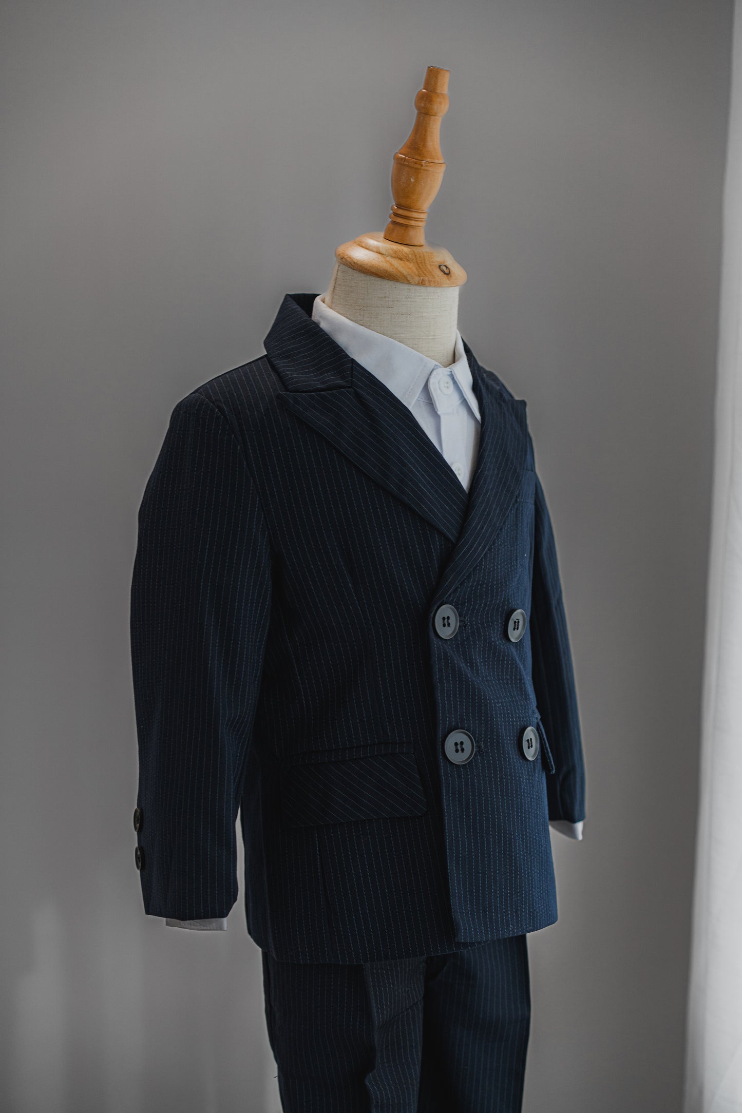 Kids Boys Formal Suit Wedding Wear 4 Pieces Set Striped