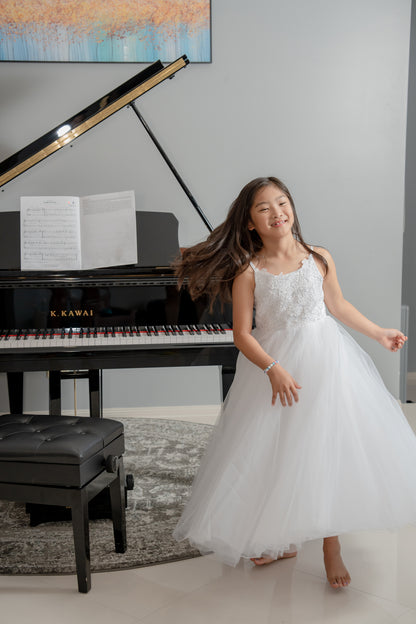 Girls Party Formal Dress Wedding Lace Tulle Flower Girl Dress
