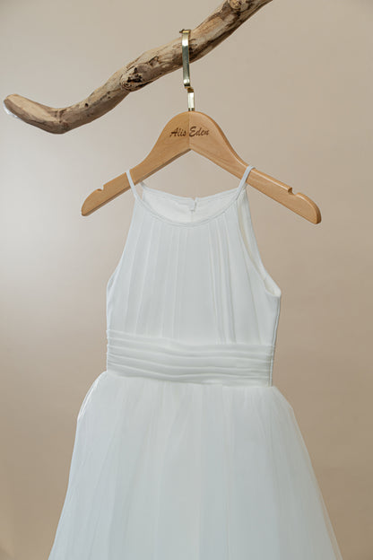 White Flower Girl Dress Piano Performance Formal Kids Dress