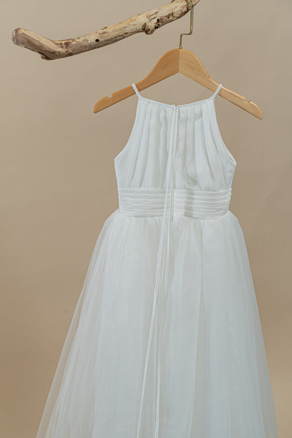 White Flower Girl Dress Piano Performance Formal Kids Dress