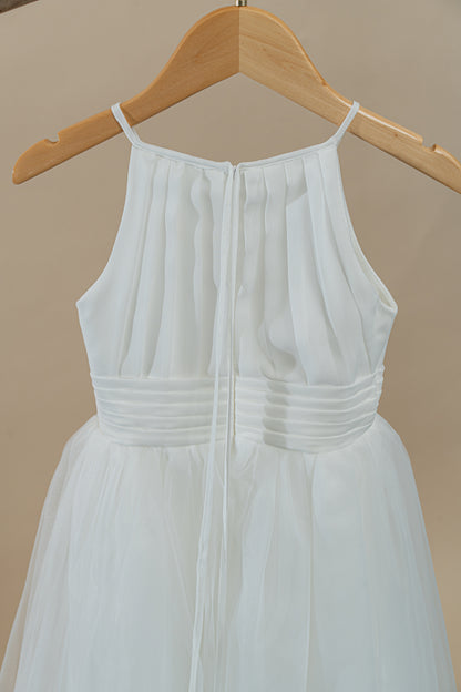 White Flower Girl Dress Piano Performance Formal Kids Dress