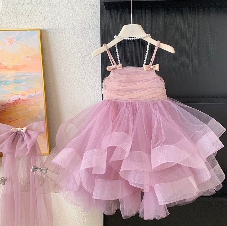 Lavender Princess Tulle Dress with Bows