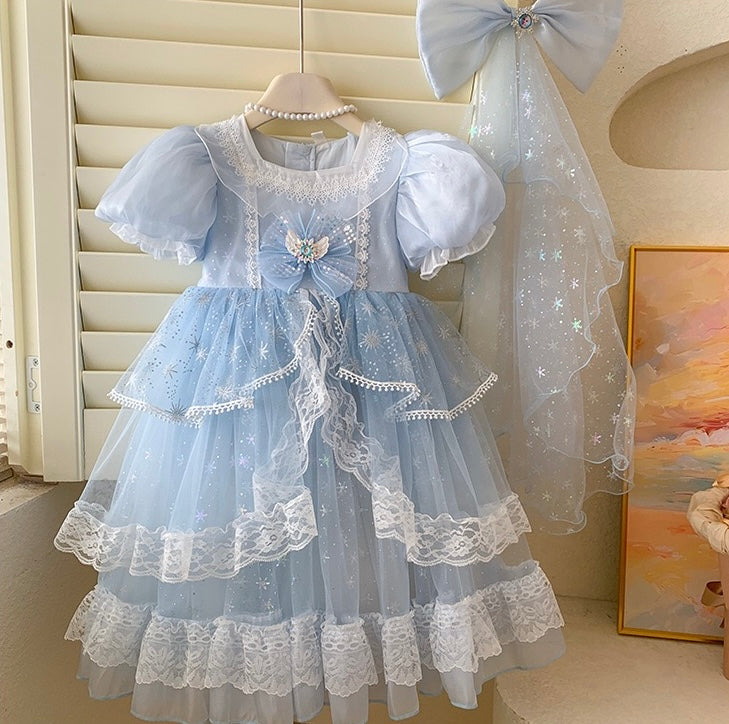 Light Blue Fairy Princess Lace Dress