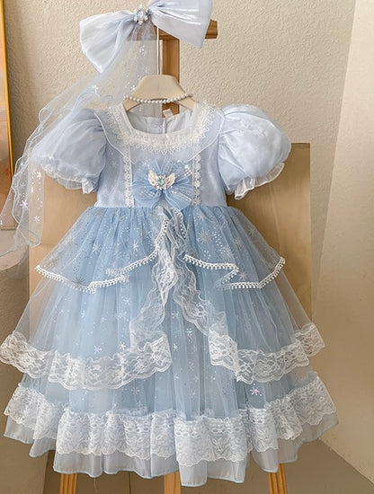 Light Blue Fairy Princess Lace Dress