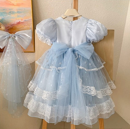 Light Blue Fairy Princess Lace Dress