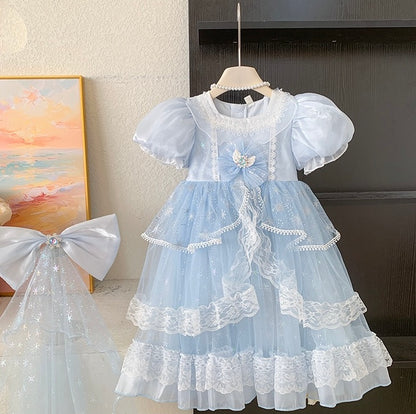 Light Blue Fairy Princess Lace Dress