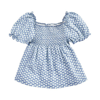 Blue Blossom Smocked Girl Top