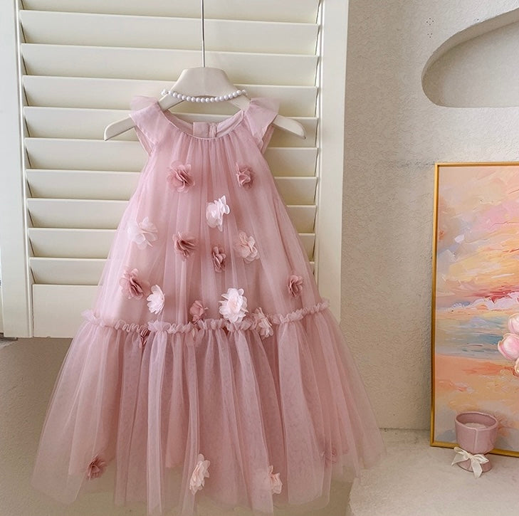 Blush Pink Flower Tulle Dress