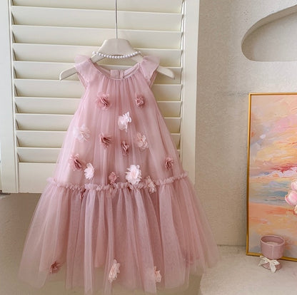 Blush Pink Flower Tulle Dress