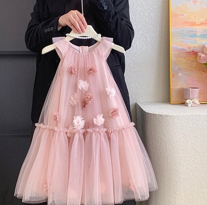 Blush Pink Flower Tulle Dress