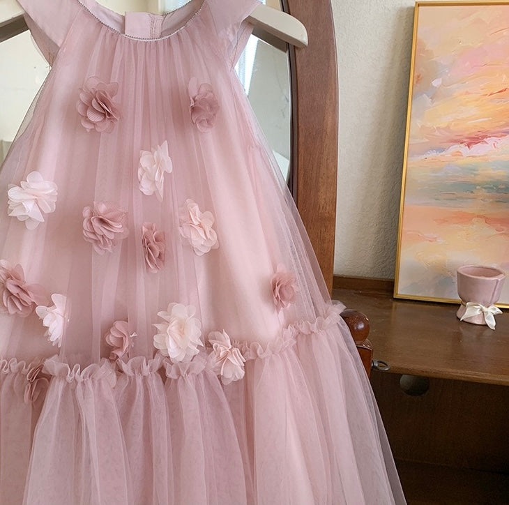 Blush Pink Flower Tulle Dress