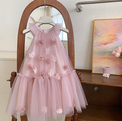 Blush Pink Flower Tulle Dress