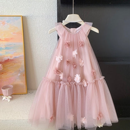 Blush Pink Flower Tulle Dress