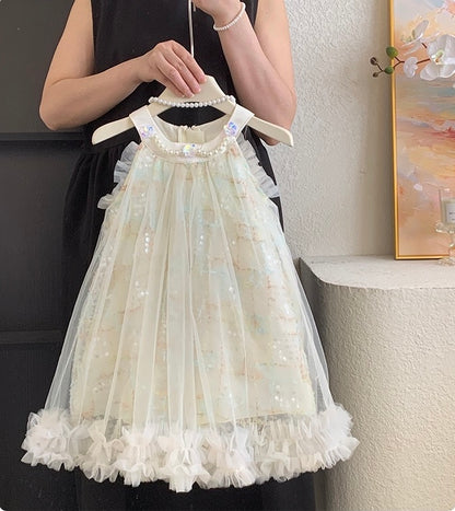 Ivory Sparkle Tulle Dress with Pearls