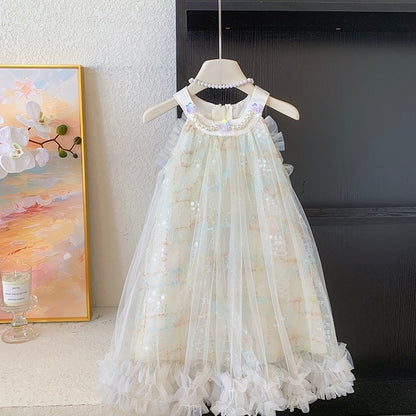 Ivory Sparkle Tulle Dress with Pearls