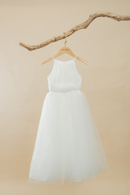 White Flower Girl Dress Piano Performance Formal Kids Dress