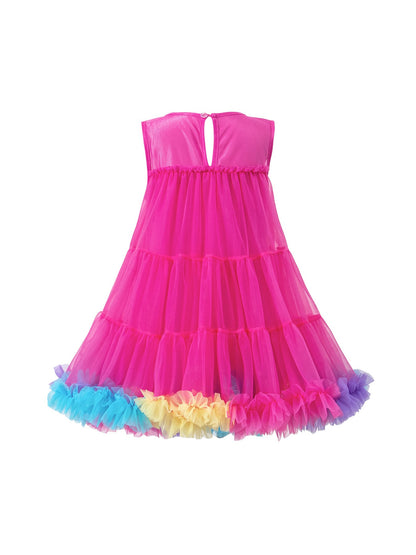 Rainbow Hem Tulle Party Dress