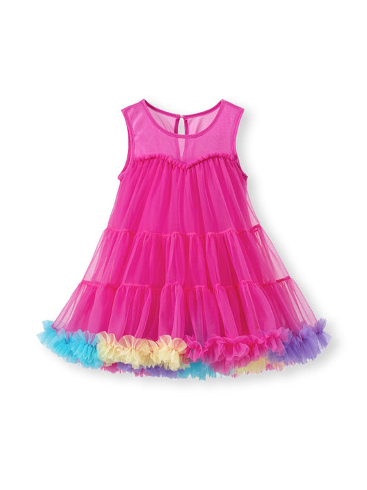 Rainbow Hem Tulle Party Dress
