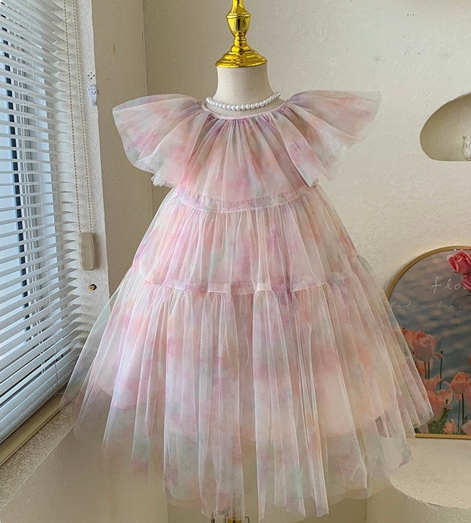 Watercolour Flutter Tulle Dress