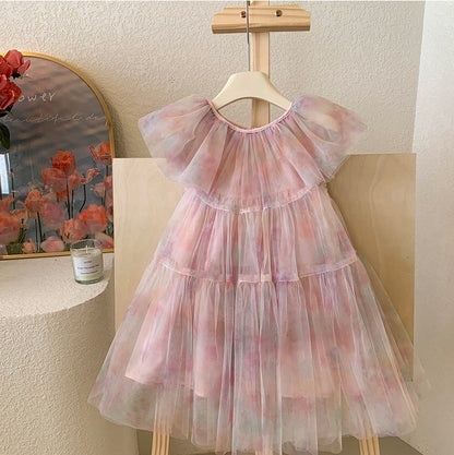 Watercolour Flutter Tulle Dress