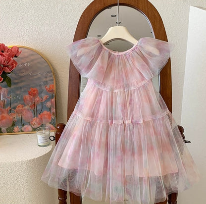 Watercolour Flutter Tulle Dress