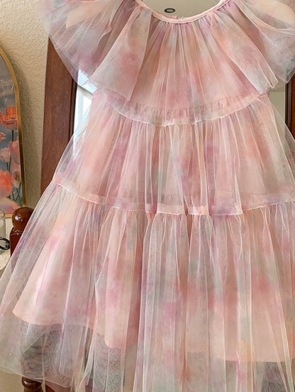 Watercolour Flutter Tulle Dress