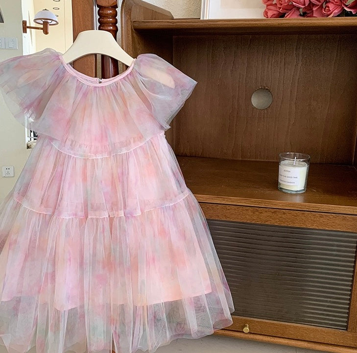Watercolour Flutter Tulle Dress