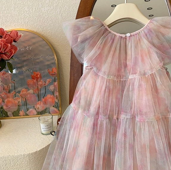 Watercolour Flutter Tulle Dress