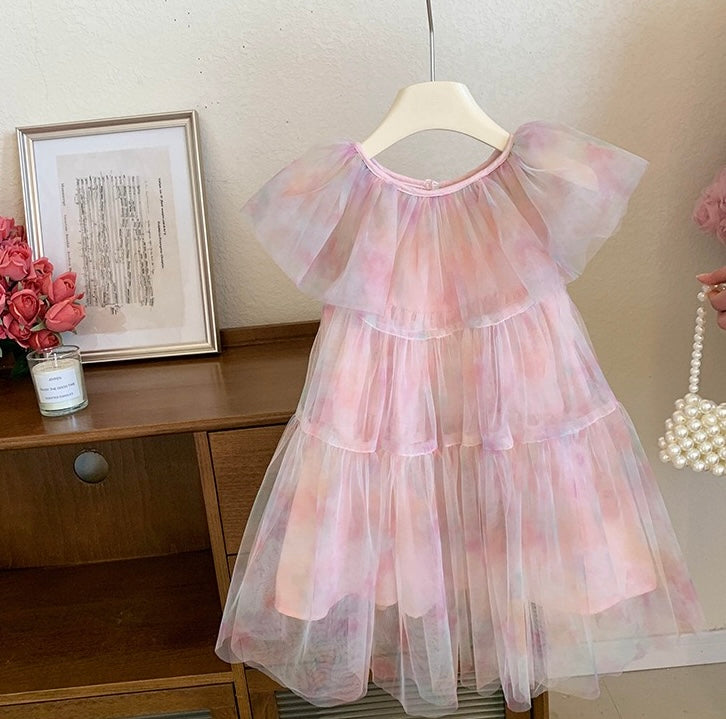 Watercolour Flutter Tulle Dress