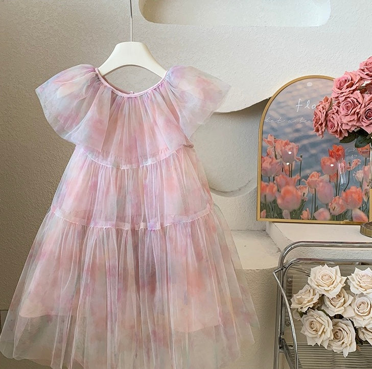 Watercolour Flutter Tulle Dress